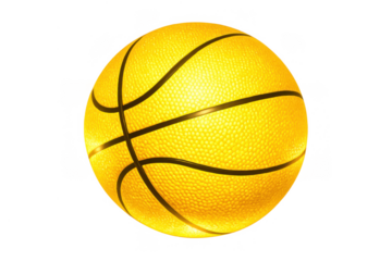 Golden basketball ball highlighting success, victory, competition, and sports achievement on transparent background