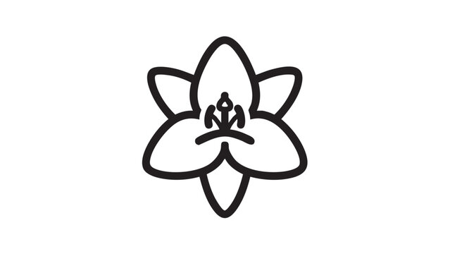Simple black and white illustration of a stylized flower with bold lines on a white background - Powered by Adobe
