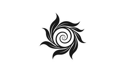Obraz premium Black spiral design element with curved leaves.