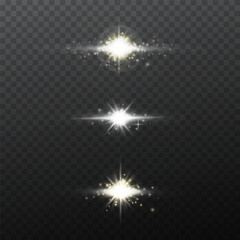 Set of glowing light bursts with sparkles, lens flares, explosions, Star and sparks, Vector. Glare radiance effect