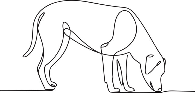 Continuous Line Art Illustration of Dog Leaning Down Sniffing Ground