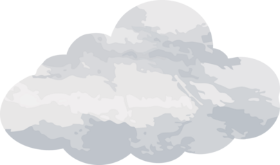 A soft, hand-painted style illustration of a fluffy gray cloud with layered textures and gentle shading on