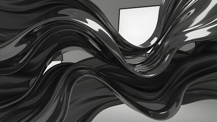 Elegant black liquid wave design with modern white space