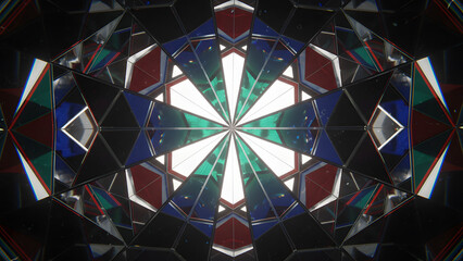 Vibrant kaleidoscope pattern with colorful geometric shapes