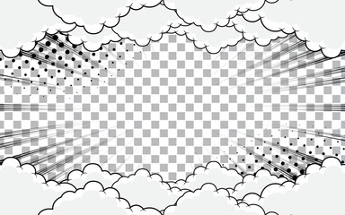Comic book radial lines background. Manga speed frame. Explosion vector illustration.