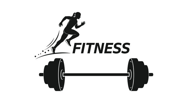 Runner with fitness equipment and text a striking black silhouette