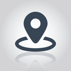 Location Pin Icon with Circle and Reflection