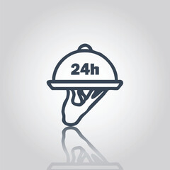 24hour food service icon with serving cloche