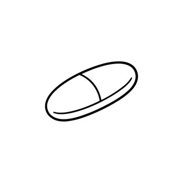 Simple oval pill line icon for medical and healthcare design