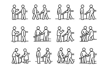 Rail bags handrail urban icon focus mindful item consideration vector move etiquette