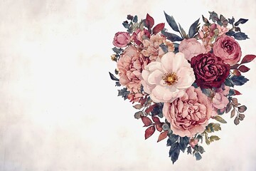 A heart made of flowers, conveying love and romance. A beautiful floral arrangement in the shape of a heart, perfect for expressing affection and appreciation.