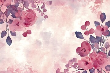 Soft pink roses and watercolor background. The flowers and leaves create a soft, romantic atmosphere, perfect for various creative projects.