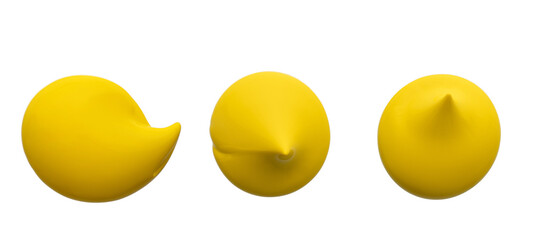 abstract stroke of yellow acrylic paint on a white isolated background