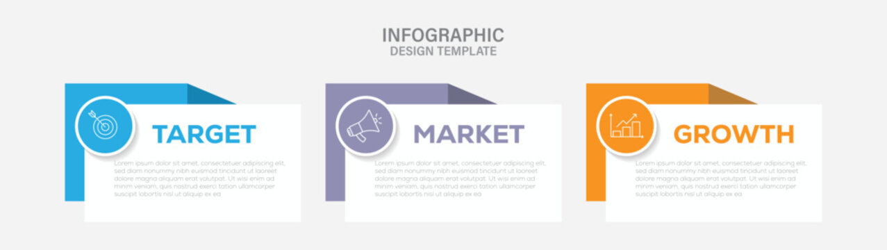 3 step infographic with icons. Presentation business infographic template with 3 options. Vector illustration.