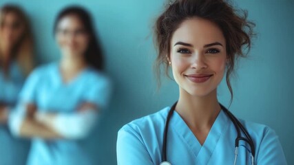 Nurses show support for each other in a healthcare setting during a work shift at a hospital