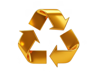 Golden recycling symbol transparent PNG