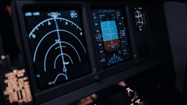 Aircraft Cockpit Displays Showing Real Time Flight Data