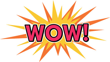 Expressive wow! illustration with radiant burst