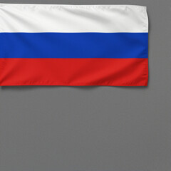 Fototapeta premium Russia flag with horizontal white, blue, and red stripes, perfectly centered on a gray background