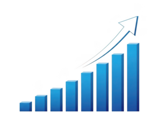 Growing bar graph with arrow icon transparent PNG