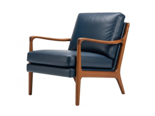 Blue leather armchair PNG