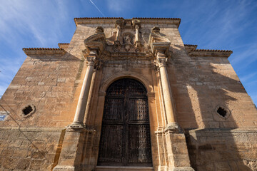 Obraz premium Facade of the hermitage of San Vicente Ferrer in Almodovar del Pinar in Cuenca, Castilla-La Mancha, Spain