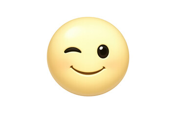 Fototapeta premium Winking face emoji communicating happiness, fun, flirtation, and playful expression with transparent background