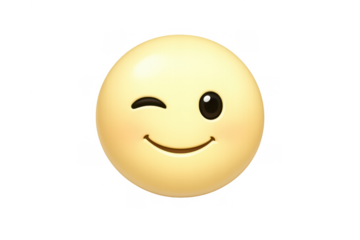 Winking face emoji communicating happiness, fun, flirtation, and playful expression with transparent background