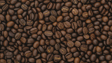 Fototapeta premium Röstfrische dunkle Kaffeebohnen als füllende Hintergrundtextur