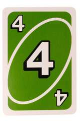 Obraz premium card game color green four isolated on white background