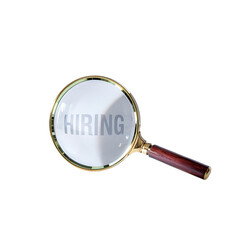 Fototapeta premium Magnifying glass over the word hiring search recruitment