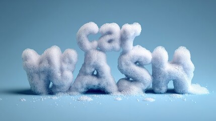 mock up with inscription "Car Wash" written in thick soapy foam on a blue background. Banner with copy space for car service and maintenance automobile