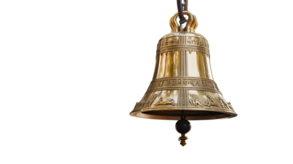 Ornate Golden Bell with Embossed Figures brass metal