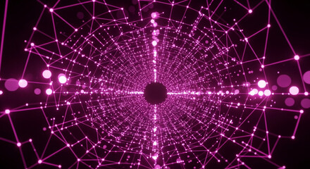 Obraz premium Network Visualization Futuristic Neon Pink Connections on Dark Background for Technology