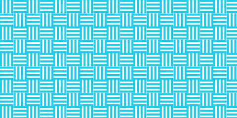 Vector seamless line design. Seamless geometric pattern with squares. Horizontal and vertical lines grid design. Minimal geometric stripes on a bright turquoise background.