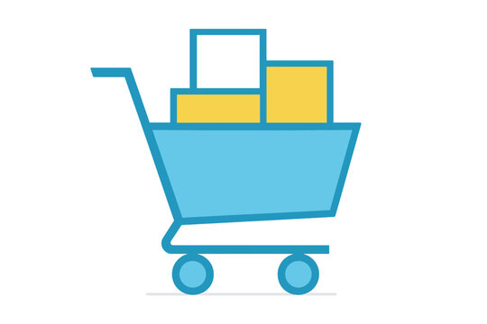 Clear cart soft key icon shopping lemon blue geometric vector balance yellow