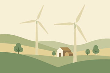 Fototapeta premium Icon hills two captions minimalist emojis vector eco no turbines modern brown