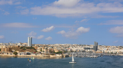 Obraz premium SLIEMA MALTA: Sliema is a town located on the northeast coast of Malta in the Northern Harbour District. It is a major residential and commercial area