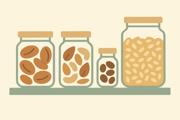 Flat nuts icon vector typography minimalist marks green no shelf zero waste