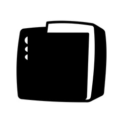 Iconic representation of a file binder or document organizer with internal divisions