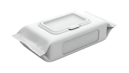White Wet Wipes Container on White Background