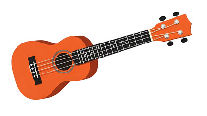 Obraz premium Vibrant Orange Ukulele on White Background