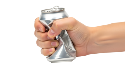 Crushed Aluminum Can in Hand