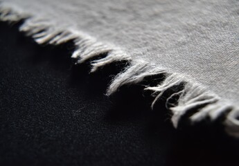 暗い表面の布の端のクローズアップは質感を示しています