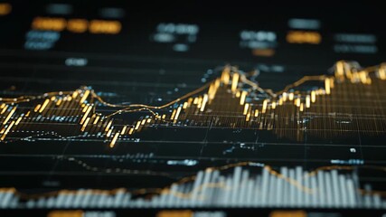 4K Financial stock market chart showing data and growth trends on a digital display, investment, business, and economic analysis background video - Powered by Adobe