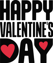 Romantic Happy Valentines Day Text Silhouette Vector Illustration Design