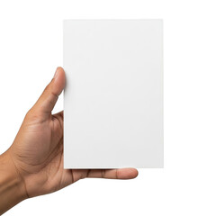 Obraz premium Hand holding blank paper card isolated on transparent background