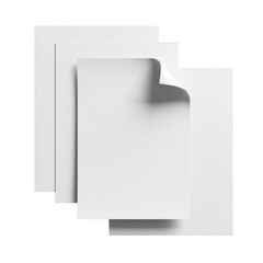 Stack of paper sheets isolated on transparent background