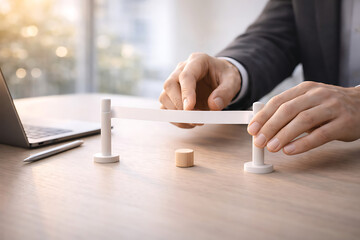 Overcoming Business Barriers and Performance Threshold Strategy Concept