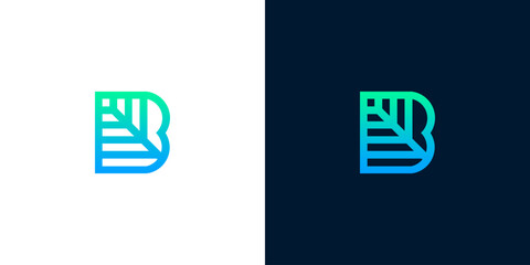 Modern gradient letter B logo design incorporating a stylized leaf or foliage pattern, representing nature, growth, and sustainable branding for businesses © Eunois